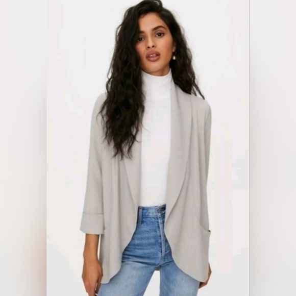 Wilfred Jackets & Blazers - WILFRED -Light Gray Chevalier Open-Front Cardigan Blazer Jacket - Women's Size 8